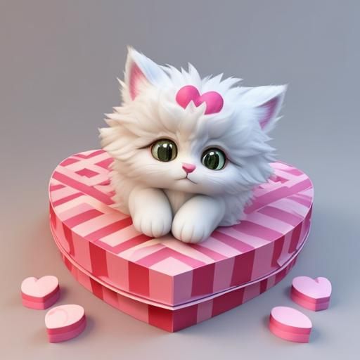 Adorable Fluffy Creature with Valentine Candy Hearts