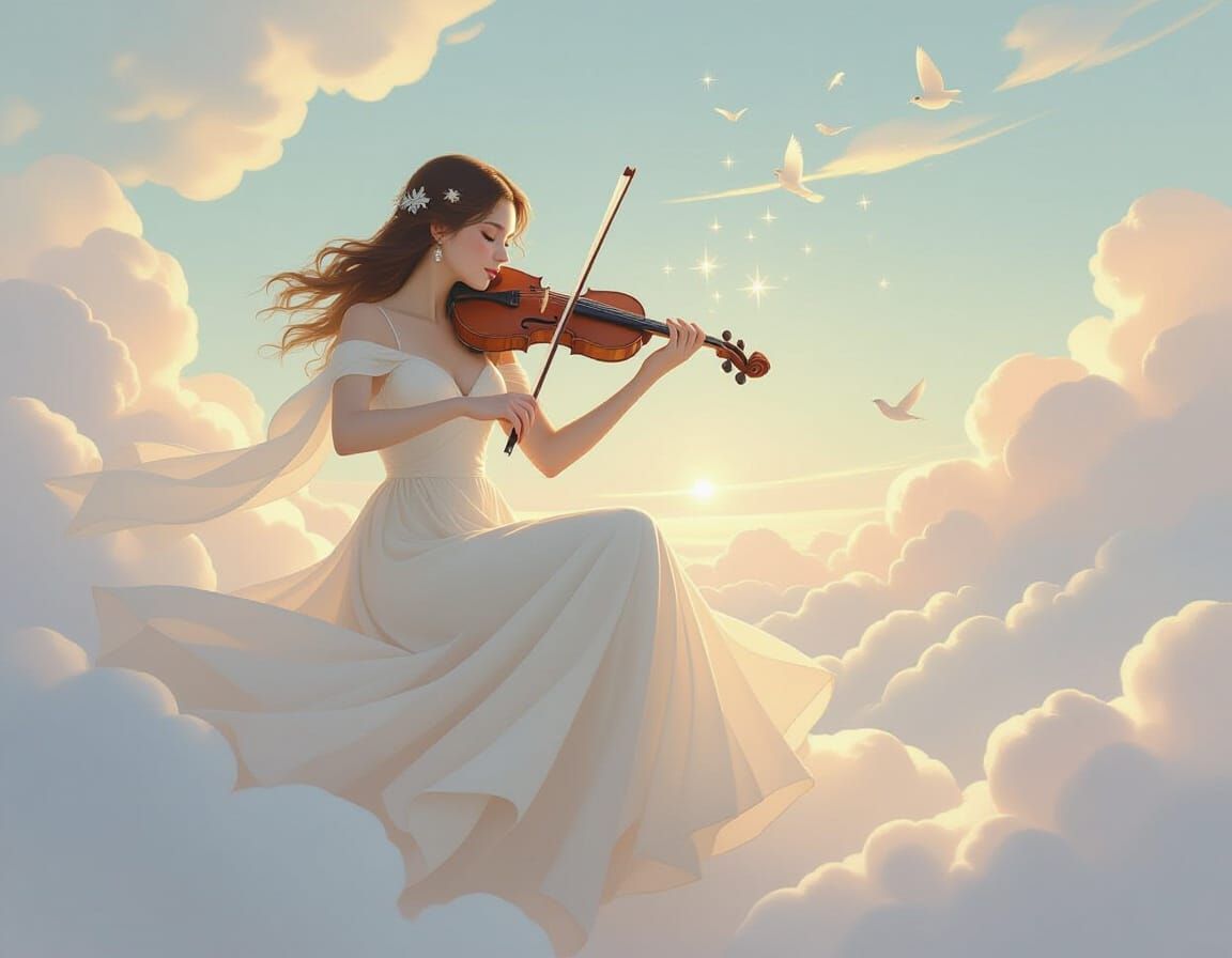 Ethereal Violinist in Cloudcore Dreamscape
