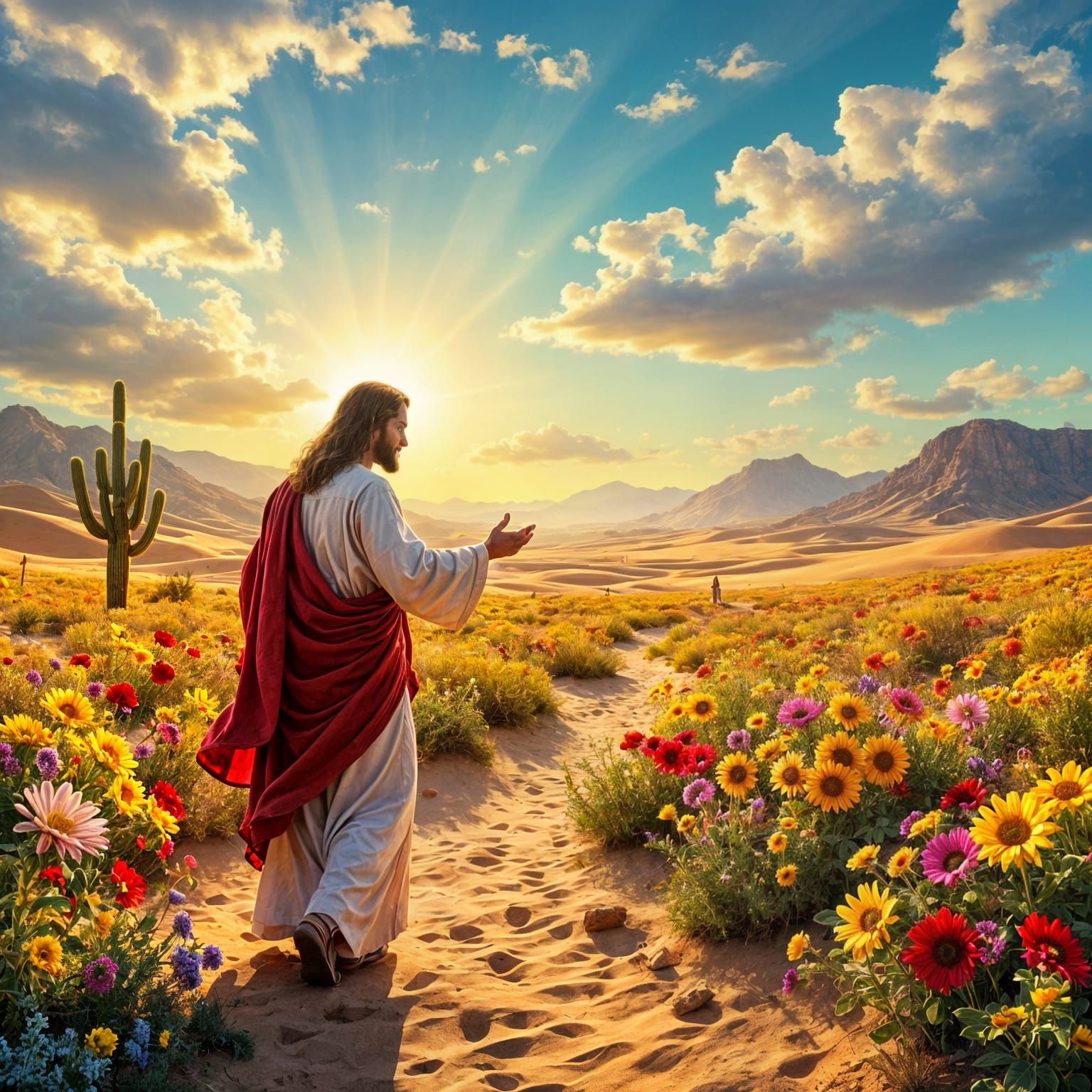 Jesus Christ Transforms Desert into Lush Landscape