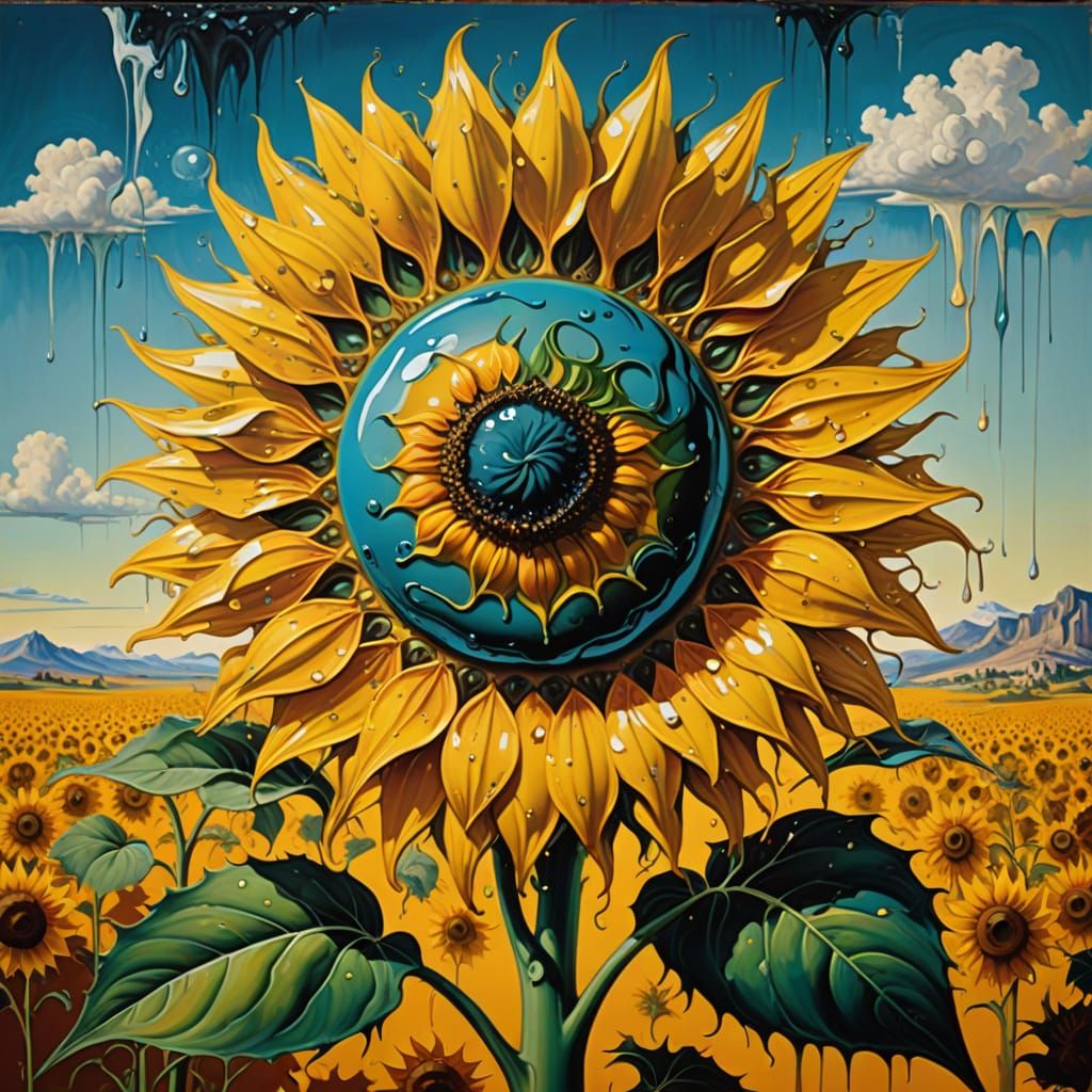 Surrealist Sunflower Masterpiece in Vibrant Colors