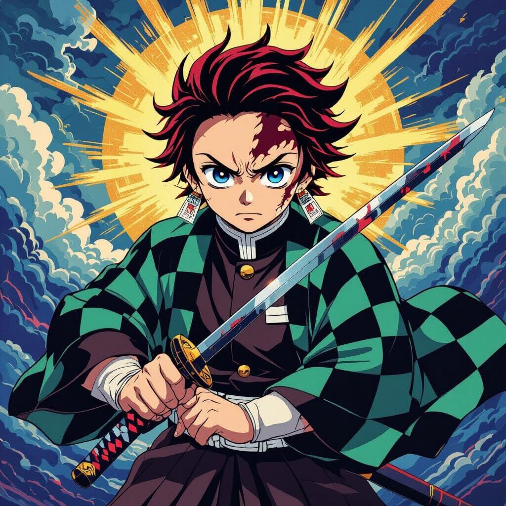 Tanjiro Kamado In Ukiyo-e Anime Style