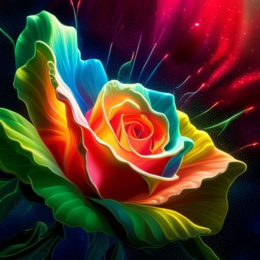 Neon Glitter Rose: A Vibrant Cosmic Fantasy