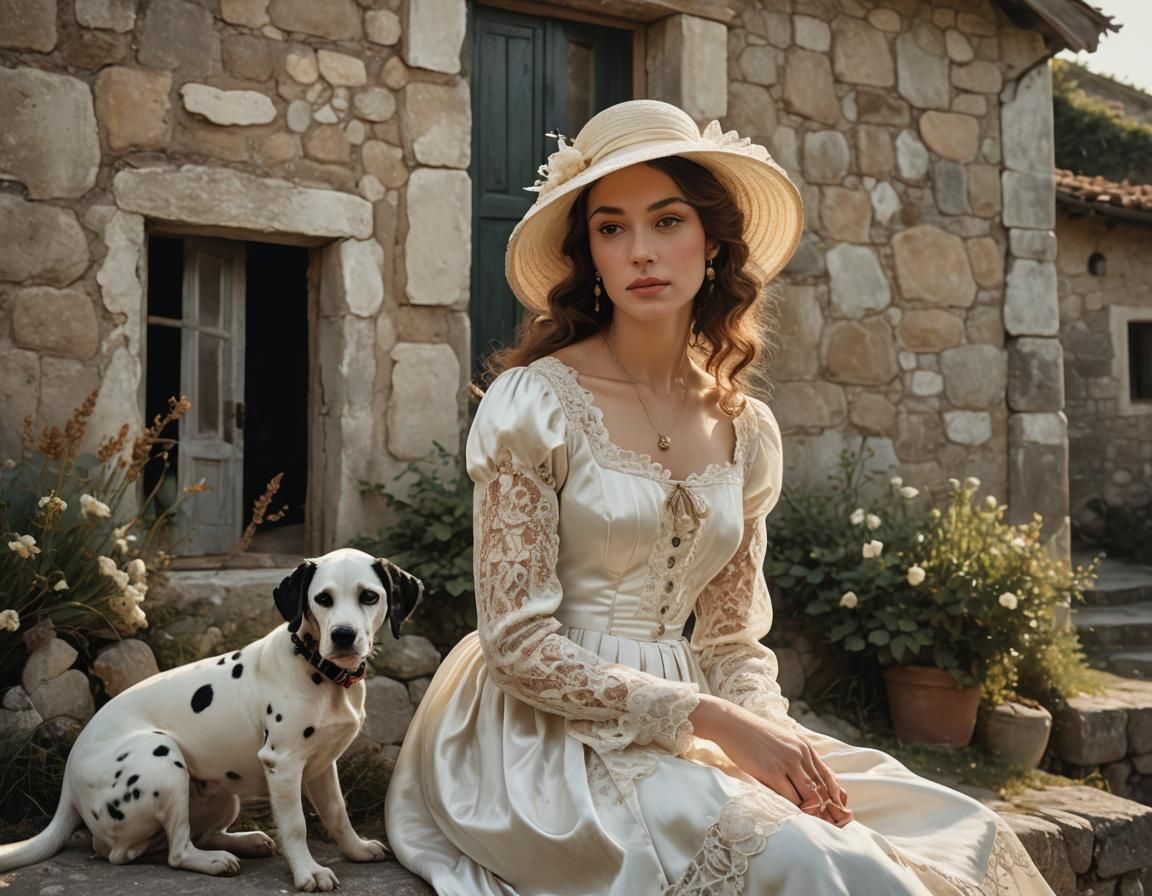 Italian Renaissance Portrait of Woman with Dalmatian