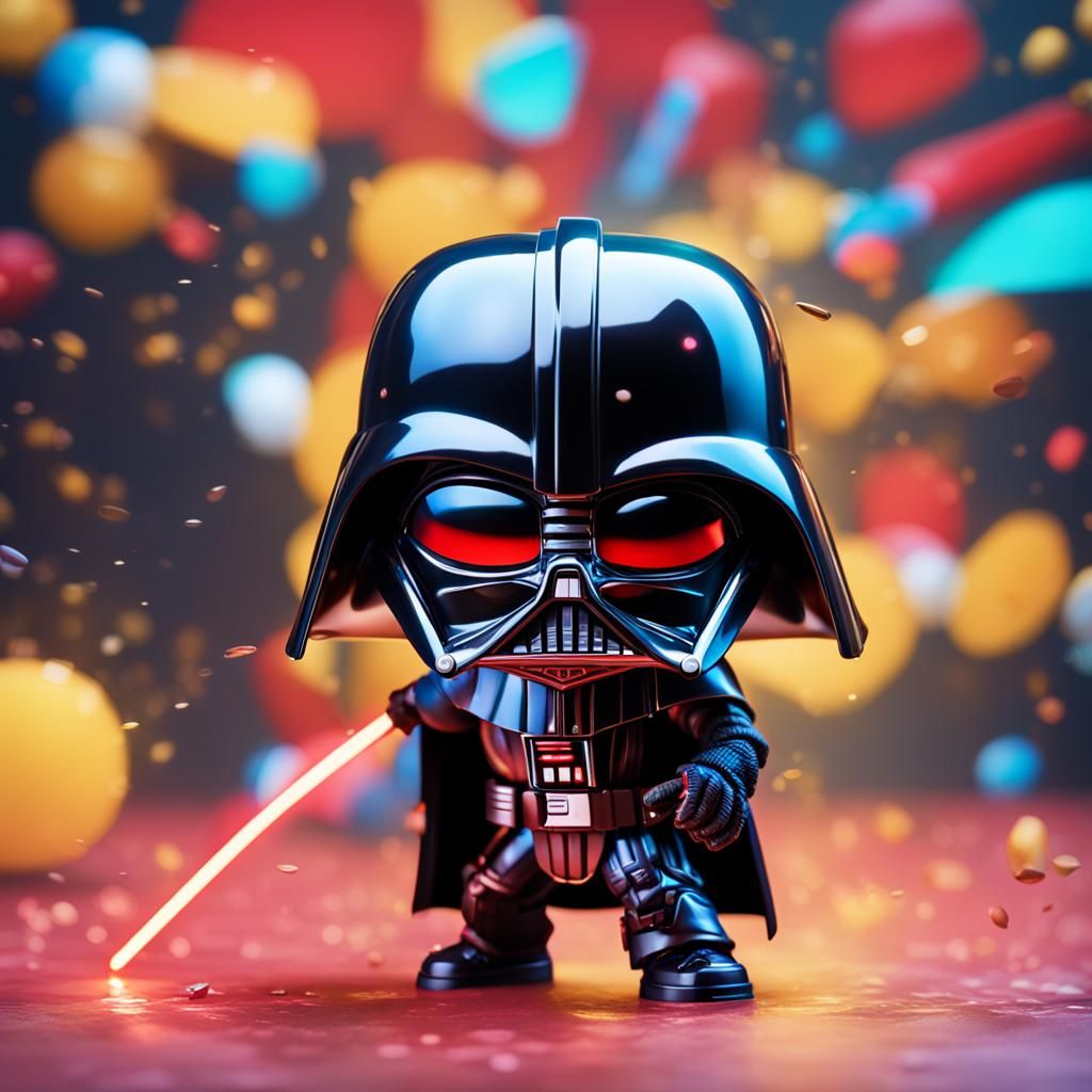 Hyperrealistic Chibi Darth Vader Helmet with Laser
