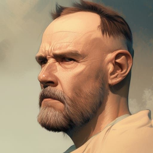 Detailed Father Portrait in Art Nouveau Style