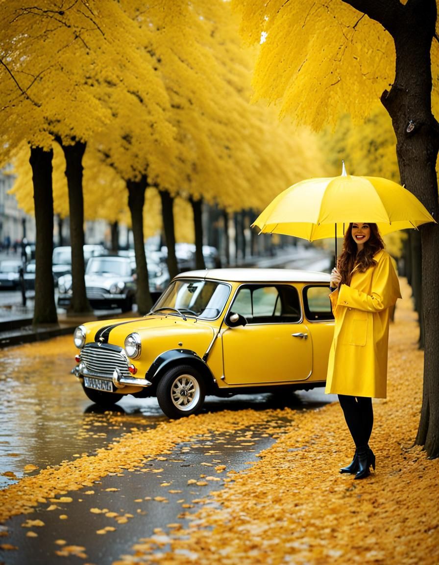 Elegant Woman in Yellow, 1970s Paris