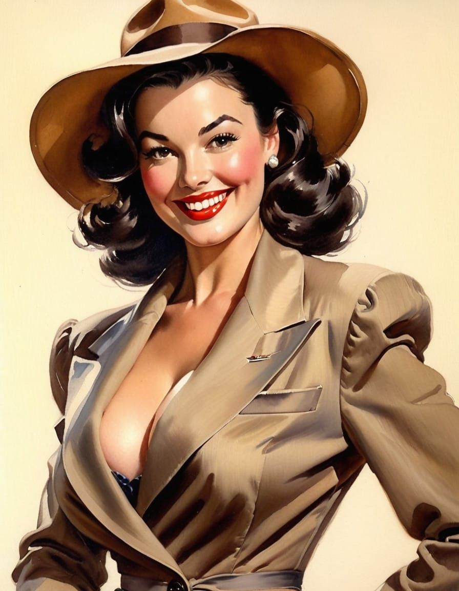 Impressionist Woman in Brown Fedora