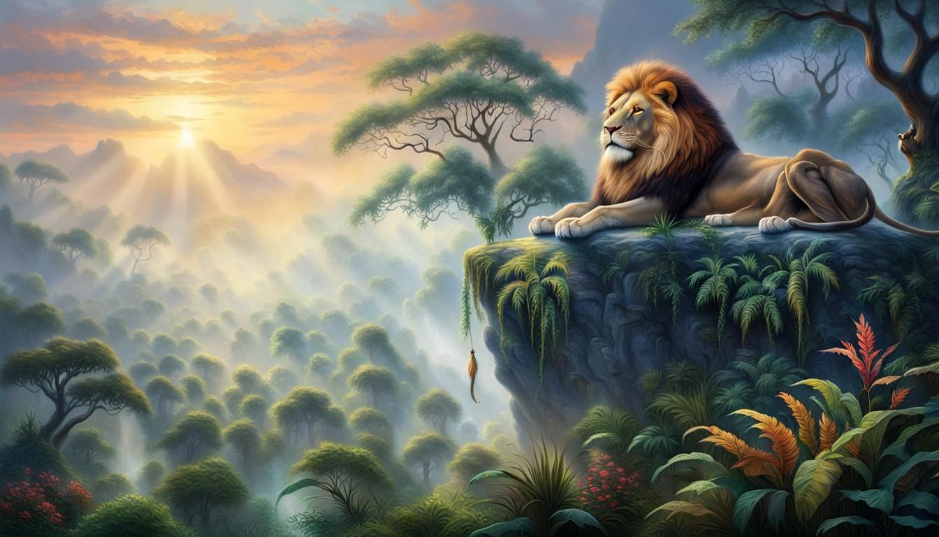 Lion in Jungle: Early Morning Wildlife Photography