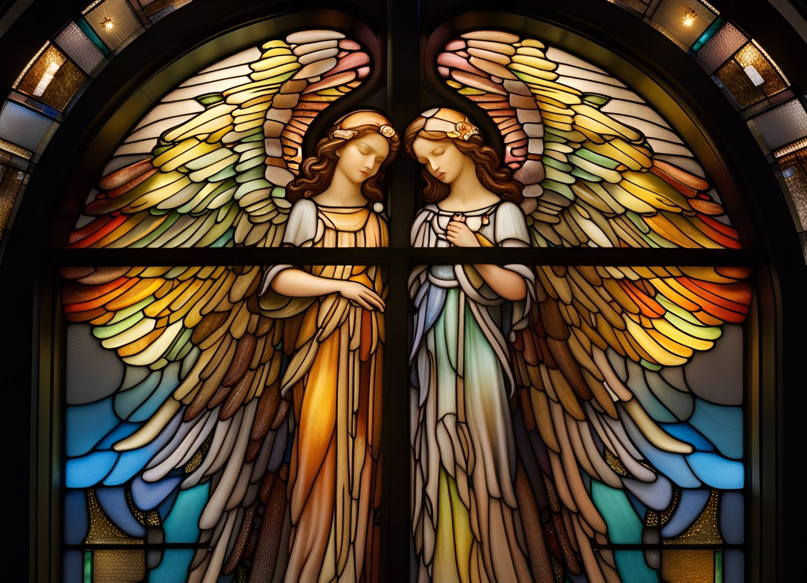 Angels in Stained Glass: A Digital Art Masterpiece