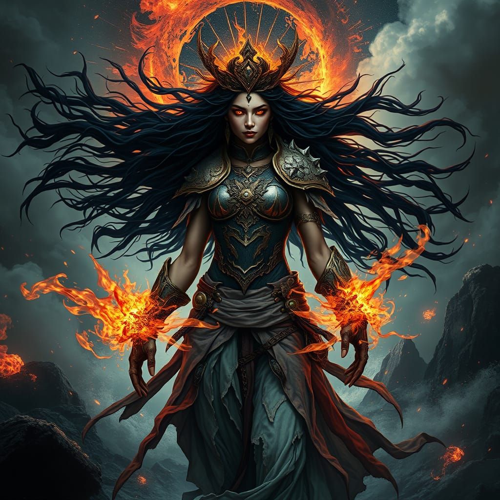 Majestic Goddess of Chaos and Rebirth in Primordial Devastat...
