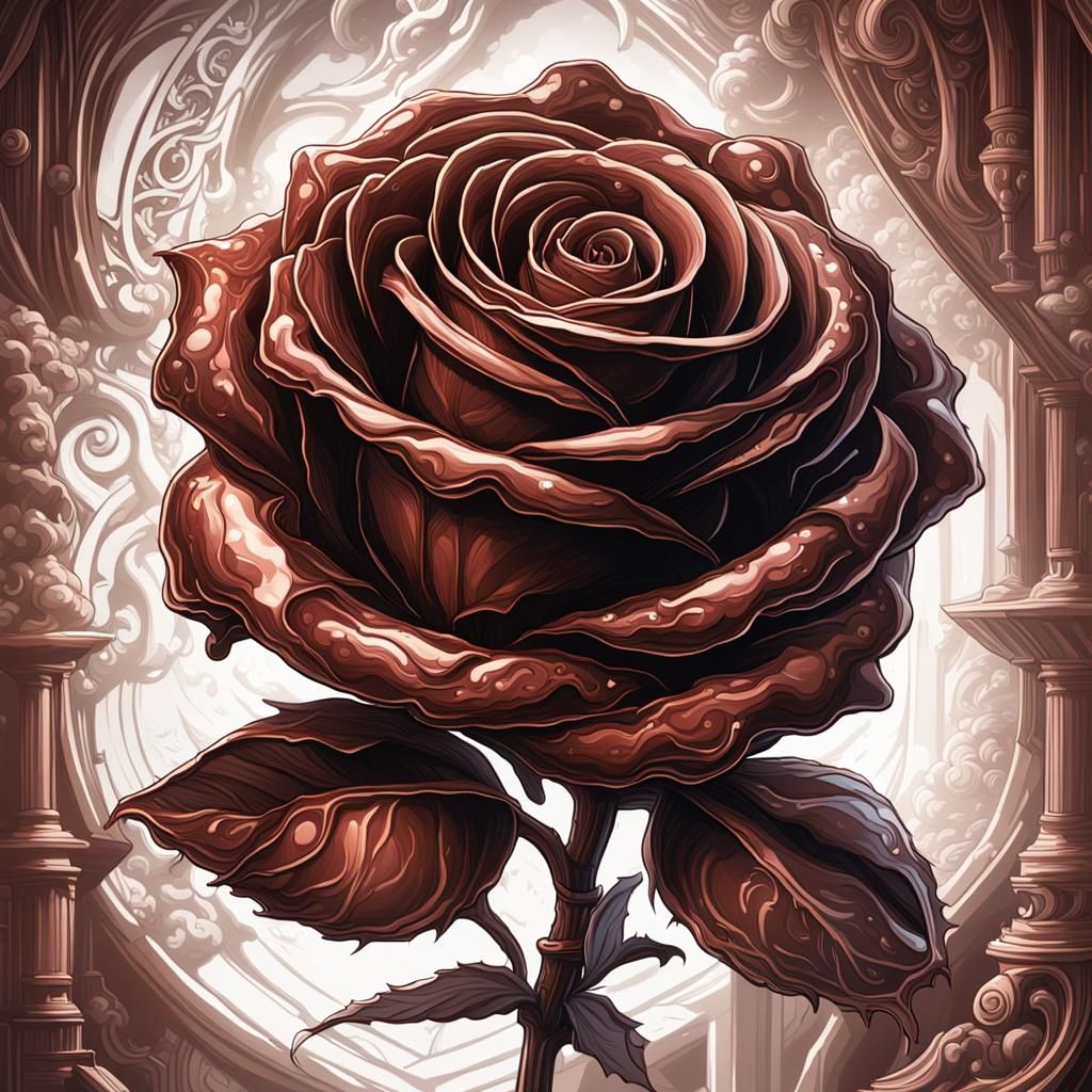 Chocolate Valentine Rose in Comic Book Art Style