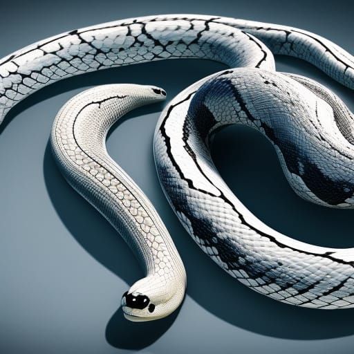 Two Snakes in Detailed 3D Rendering