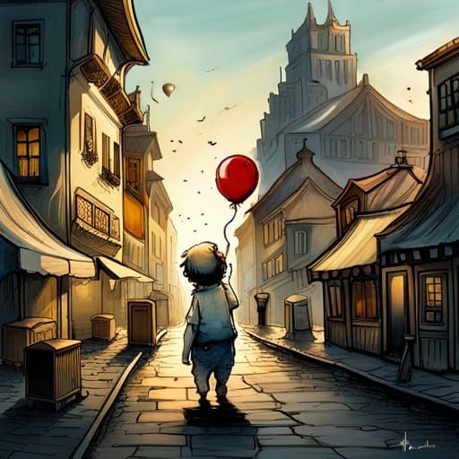 Chibi Monster and Friend, Liquid Ink Painting