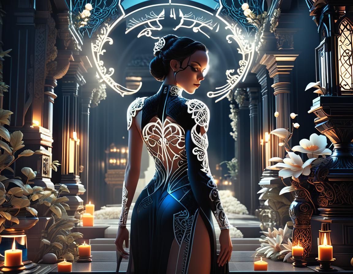 Detailed Photoshoot with Geometric and Organic Patterns