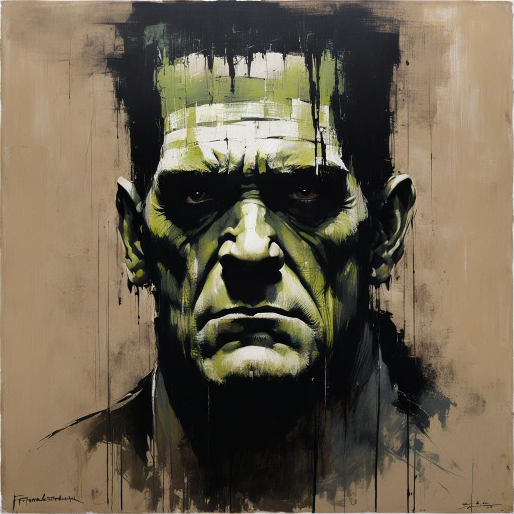 Frankenstein's Monster: Abstract Expressionist Portrait