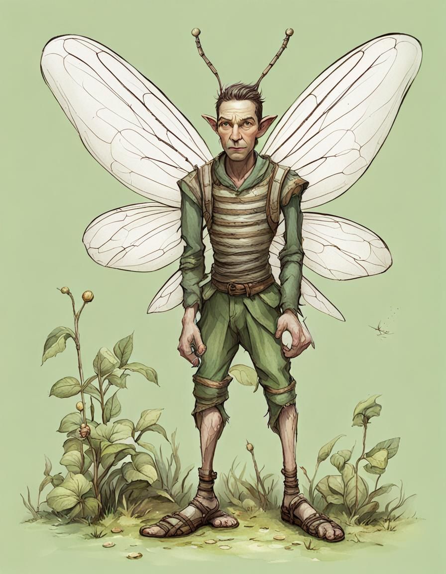 Wingless Cricket-Legged Male Fairy Creature