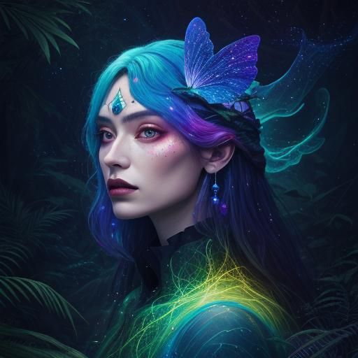 Cosmic Forest: Holographic Astral Illustration