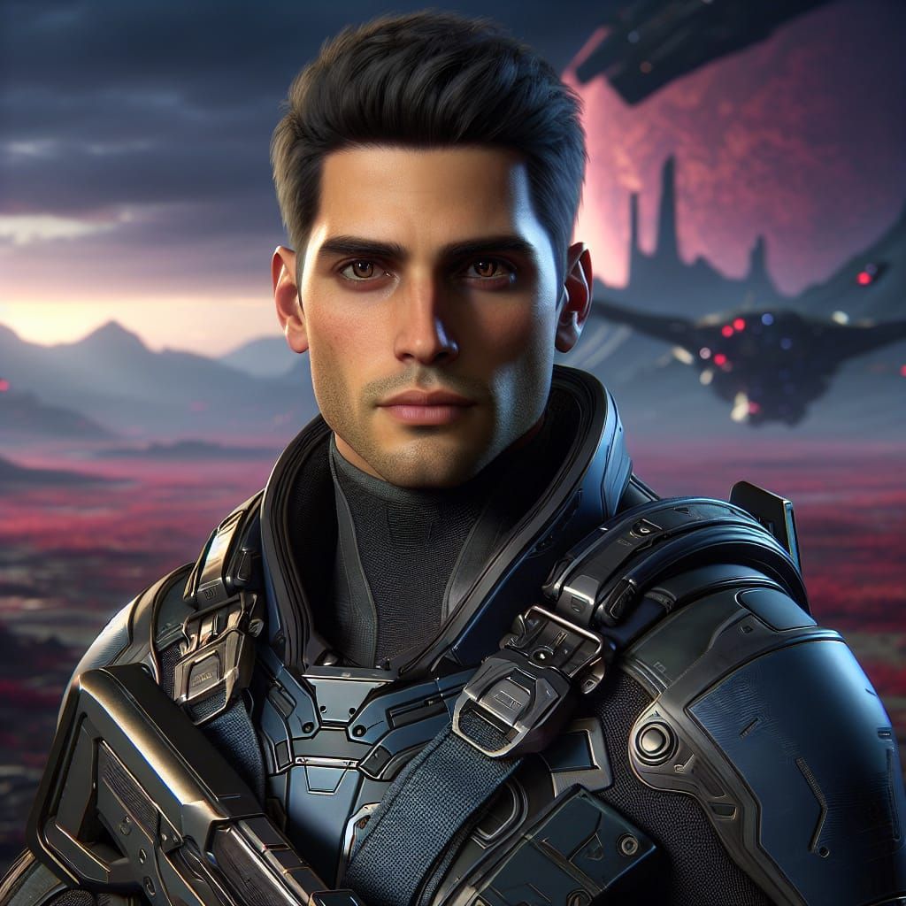 Sci-Fi Soldier on Alien Planet in Futuristic Armor