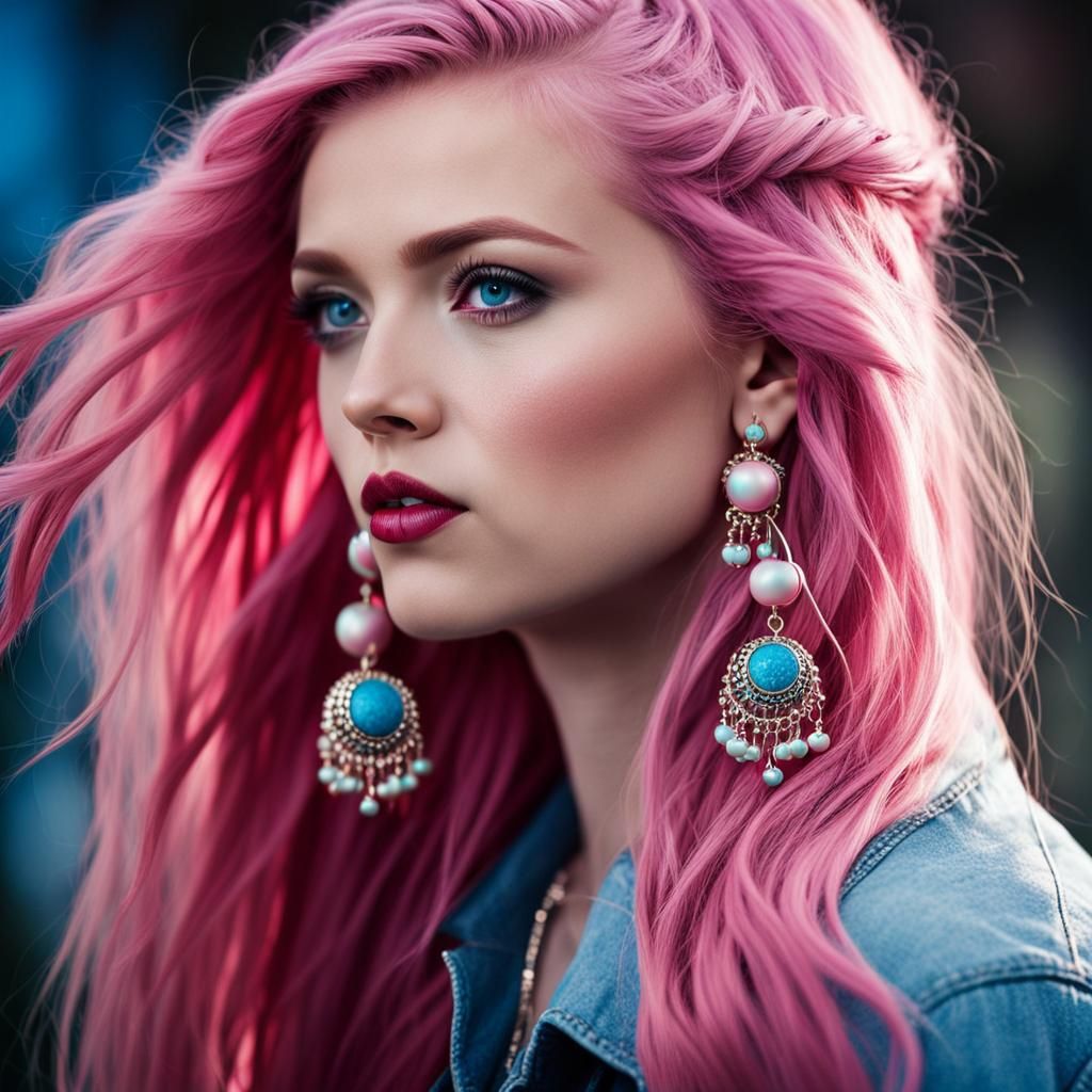 Beautiful Woman with Pink Hair: Professional Photography