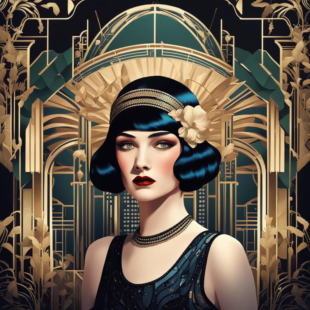 Art Deco Flapper Illustration in 1920s Style