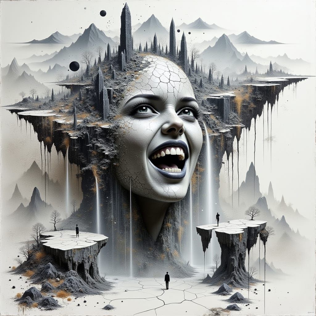 Impasto Cascade Hallucination in Mixed Media