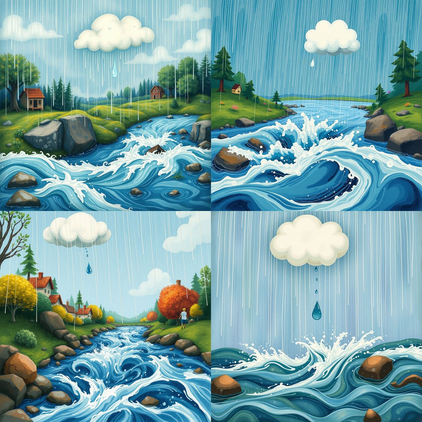 Raindrop's Journey: A Gouache Illustration in Children's Boo...