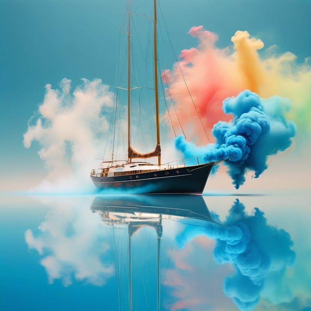 Surreal Yachting Scene in Abstract Style