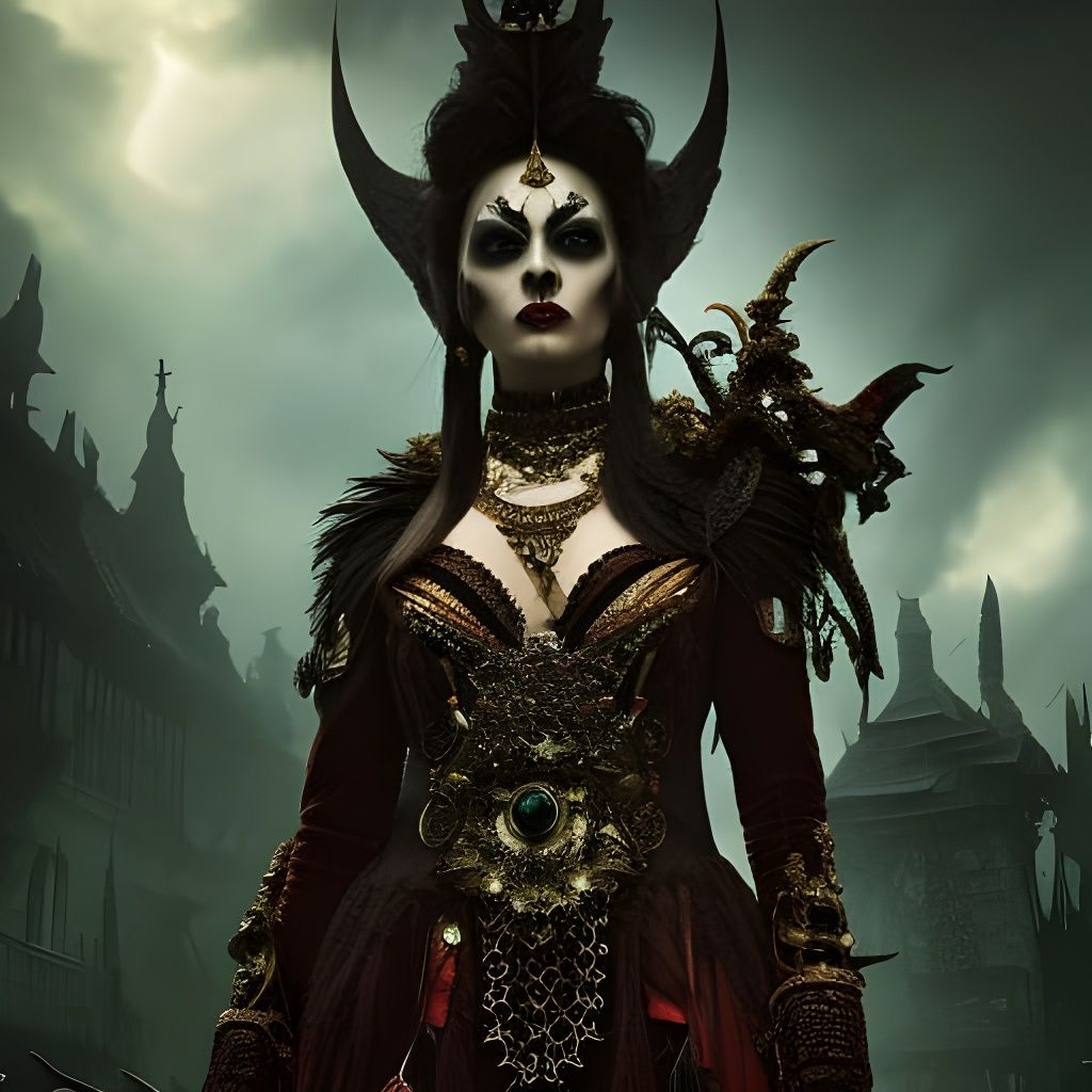 Ornate Goth in Voodoo Costume, Detailed Portrait
