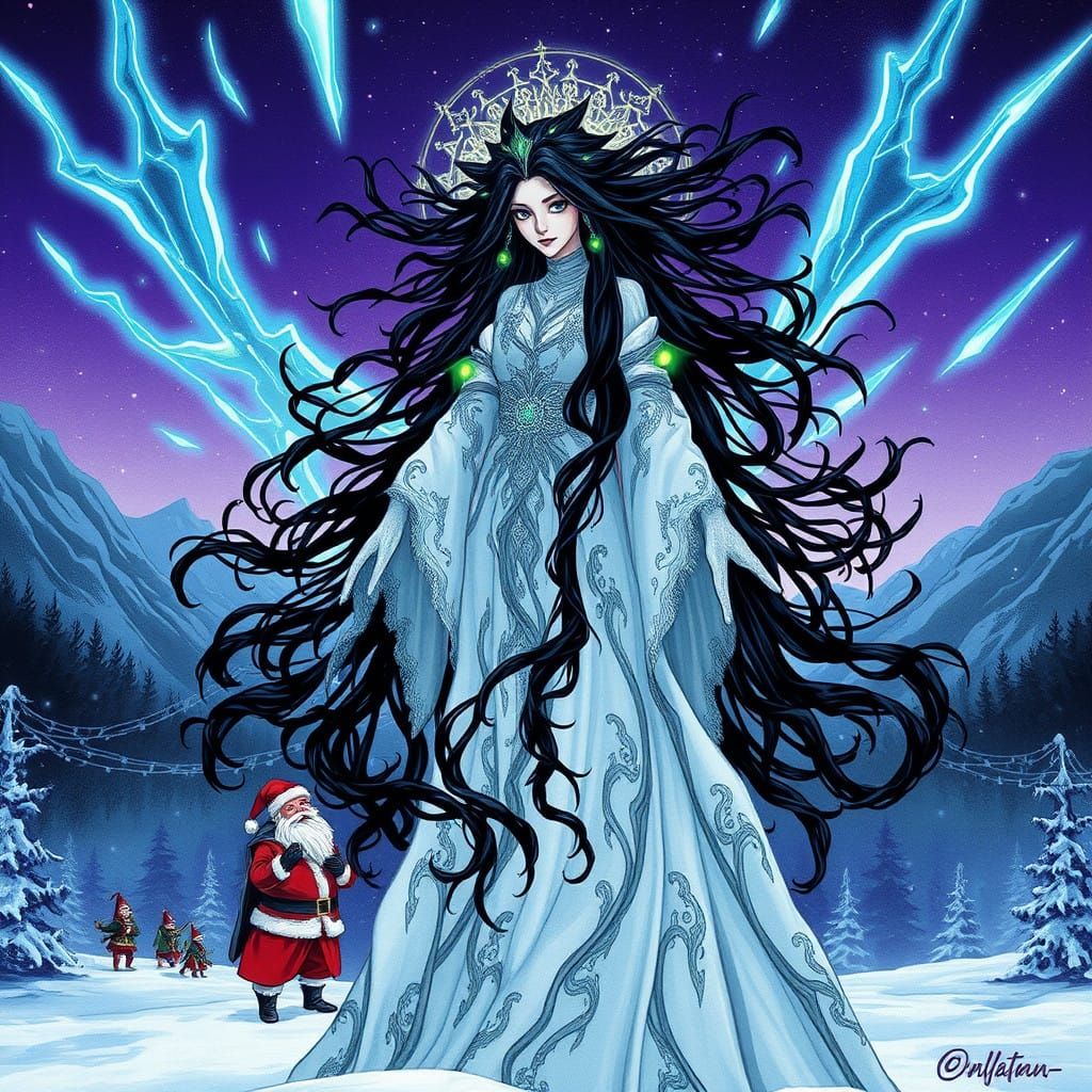 Ethereal Goddess in a Dark Winter Wonderland