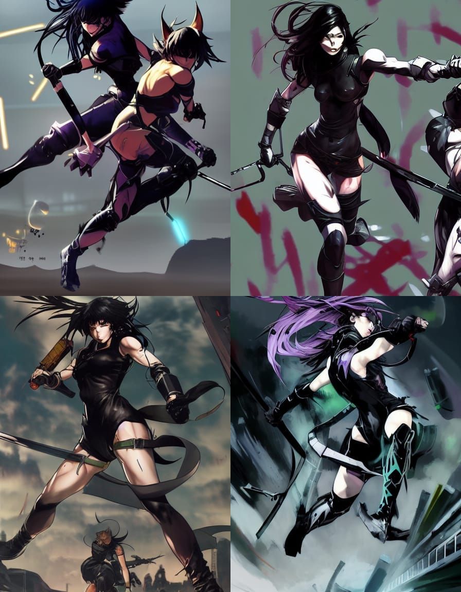 Blake Belladonna Fighting in Dark Fantasy Style