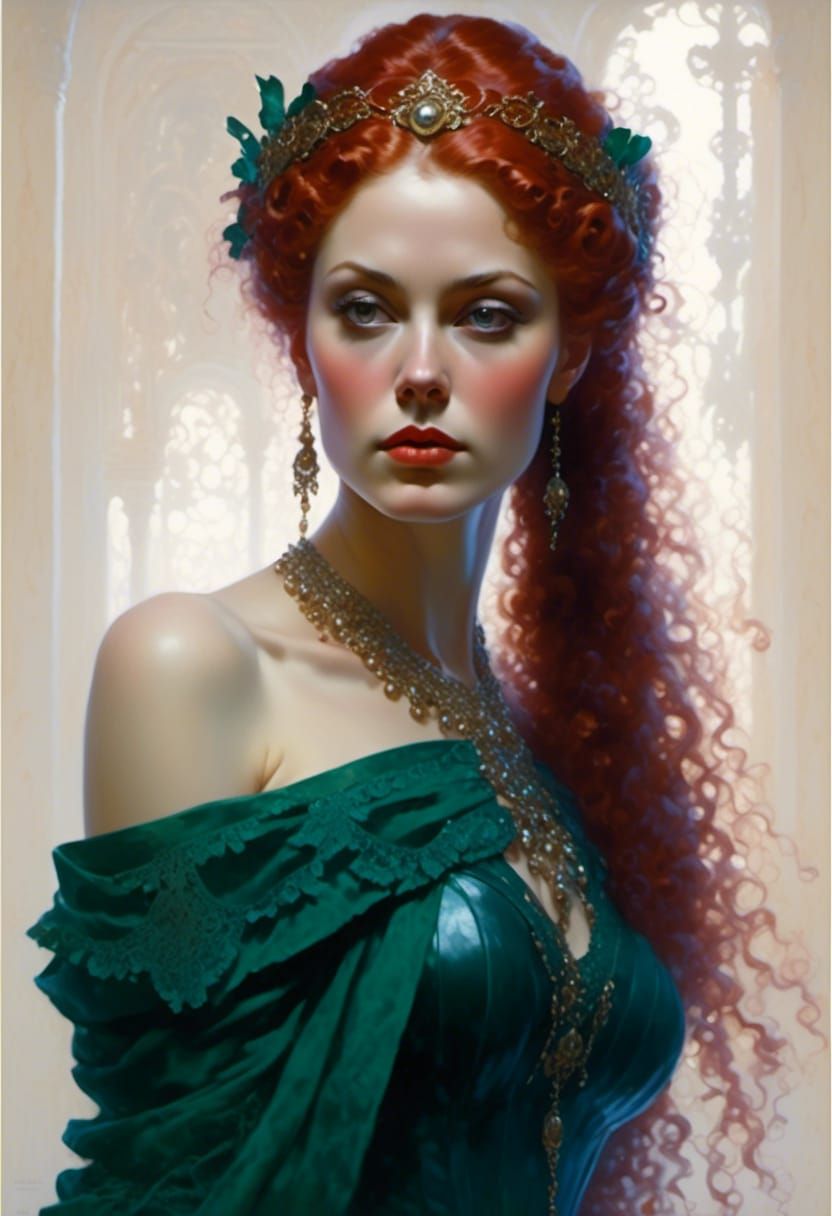 Rococo Lady in Leather and Lace Portrait