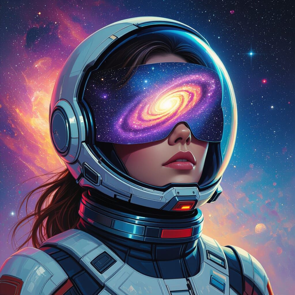 Futuristic Galaxy Girl in Spacesuit