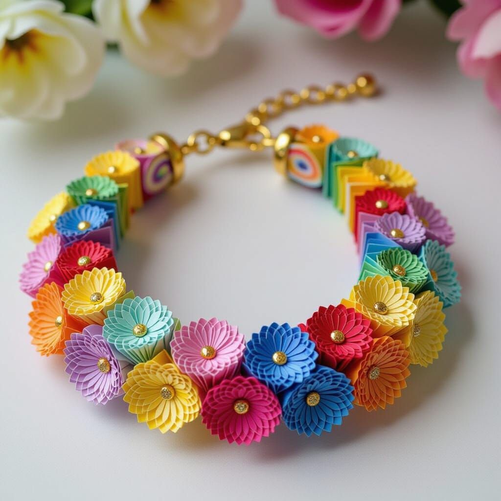 Rainbow Paper Jewellery in Pop Art Style