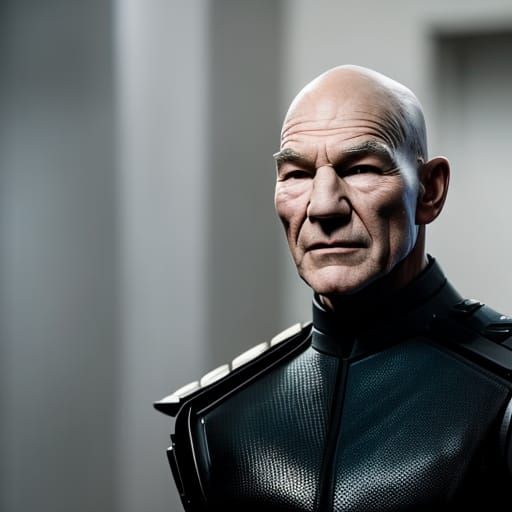Patrick Stewart as Locutus: Hyperrealistic Borg Portrait