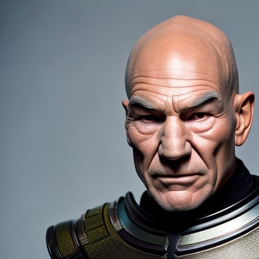 Patrick Stewart as Locutus of Borg: Hyperrealistic Photo
