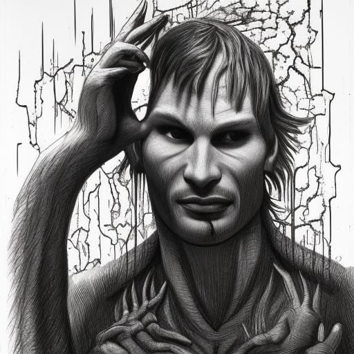 Dahmer's Descent into Hell: Surrealist Line Art
