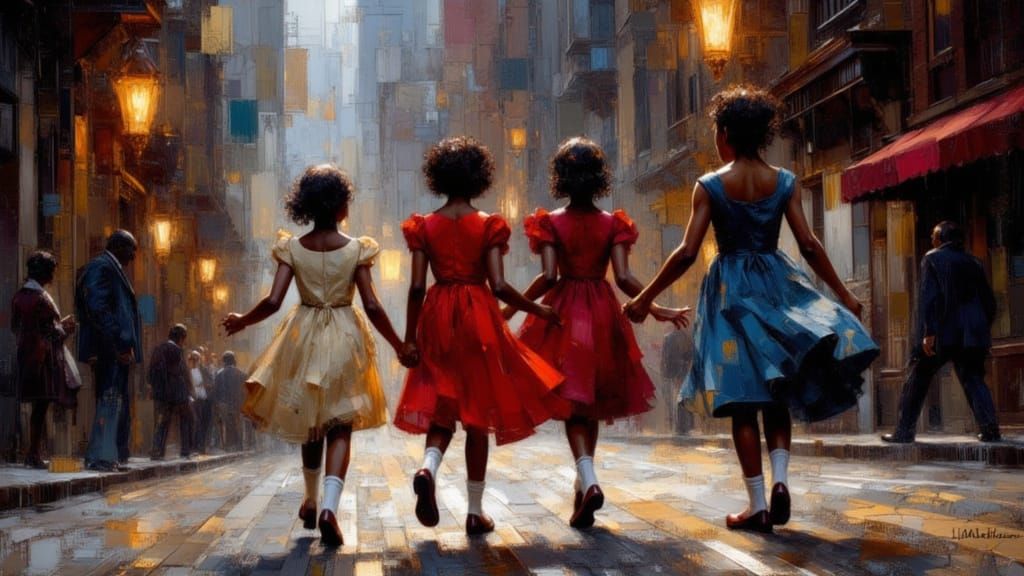 Harlem Girls Jumping Rope: Baroque-Inspired Street Scene