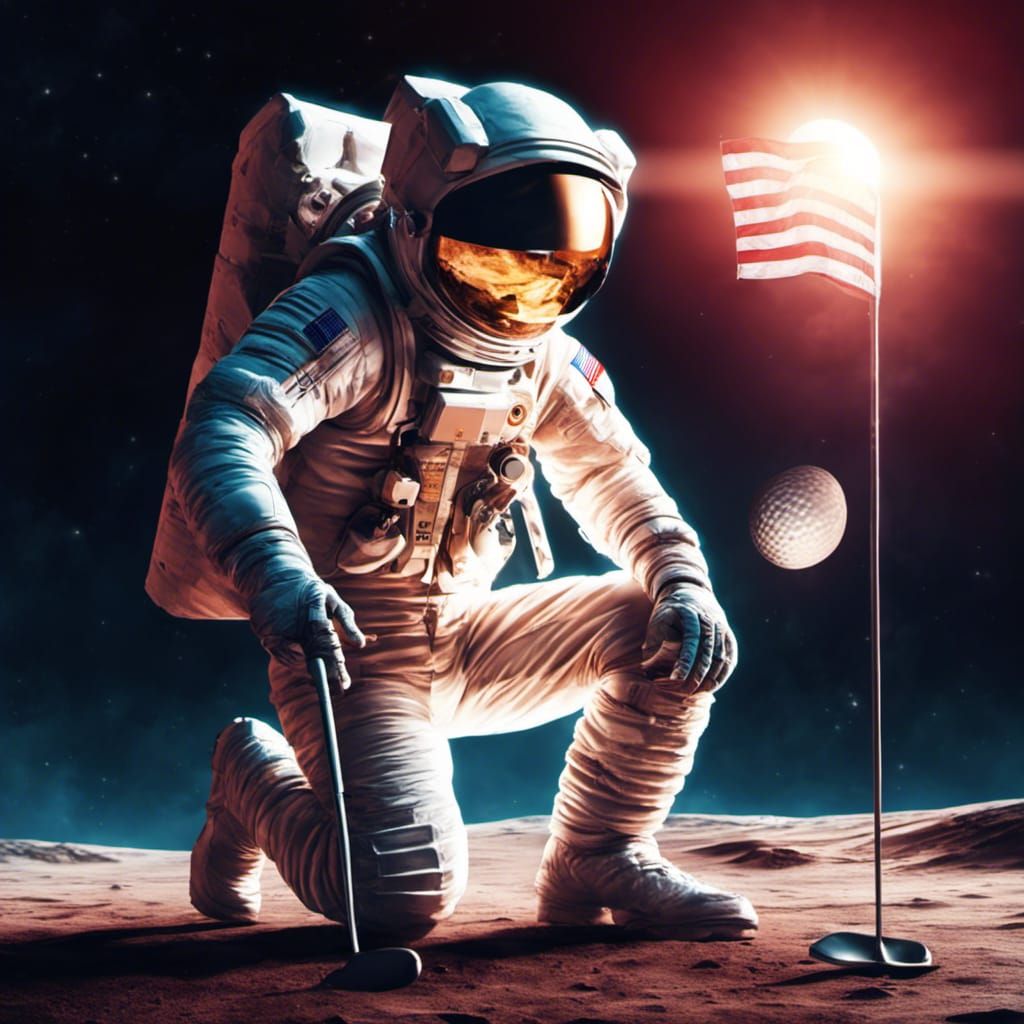 Astronaut Golfing on the Moon: Digital Matte Painting