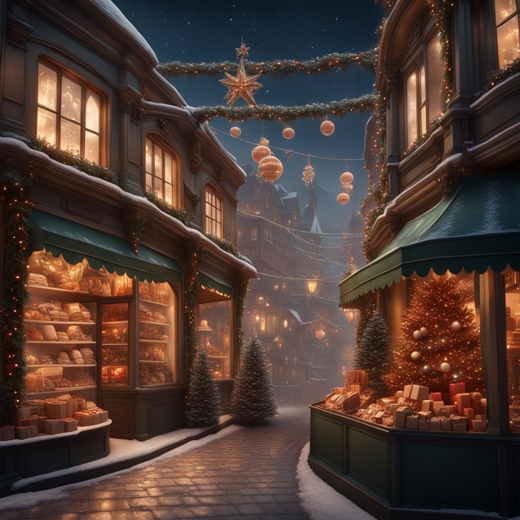 Festive Christmas Shopping: Detailed Matte Painting
