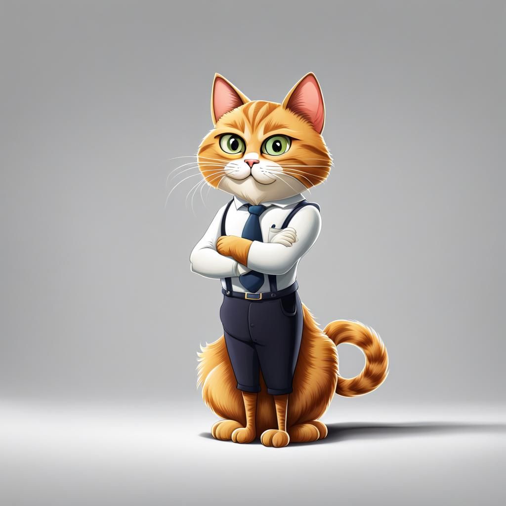 Cartoon Cat Caricature with Prideful Attitude
