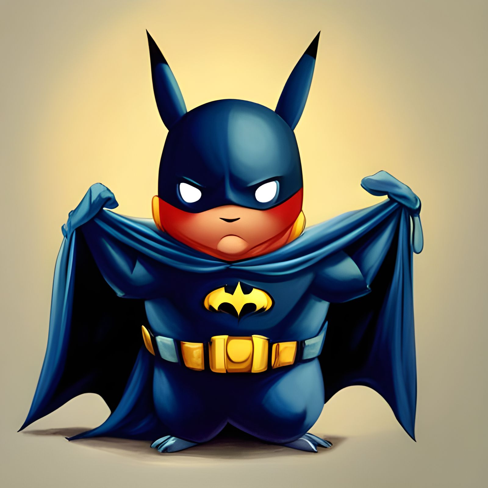 Pikachu as Batman: An Adorable Oil Portrait