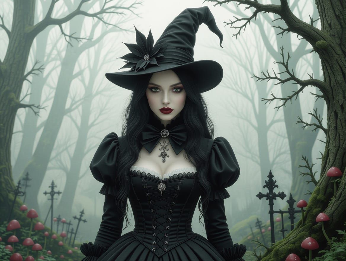 Surrealistic Gothic Wonderland Scene in Dark, Muted Colors