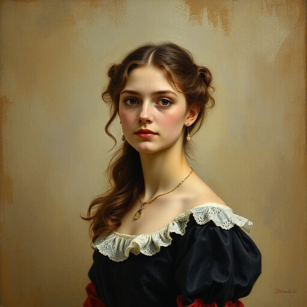 Austere Woman in 19th Century Realist Style