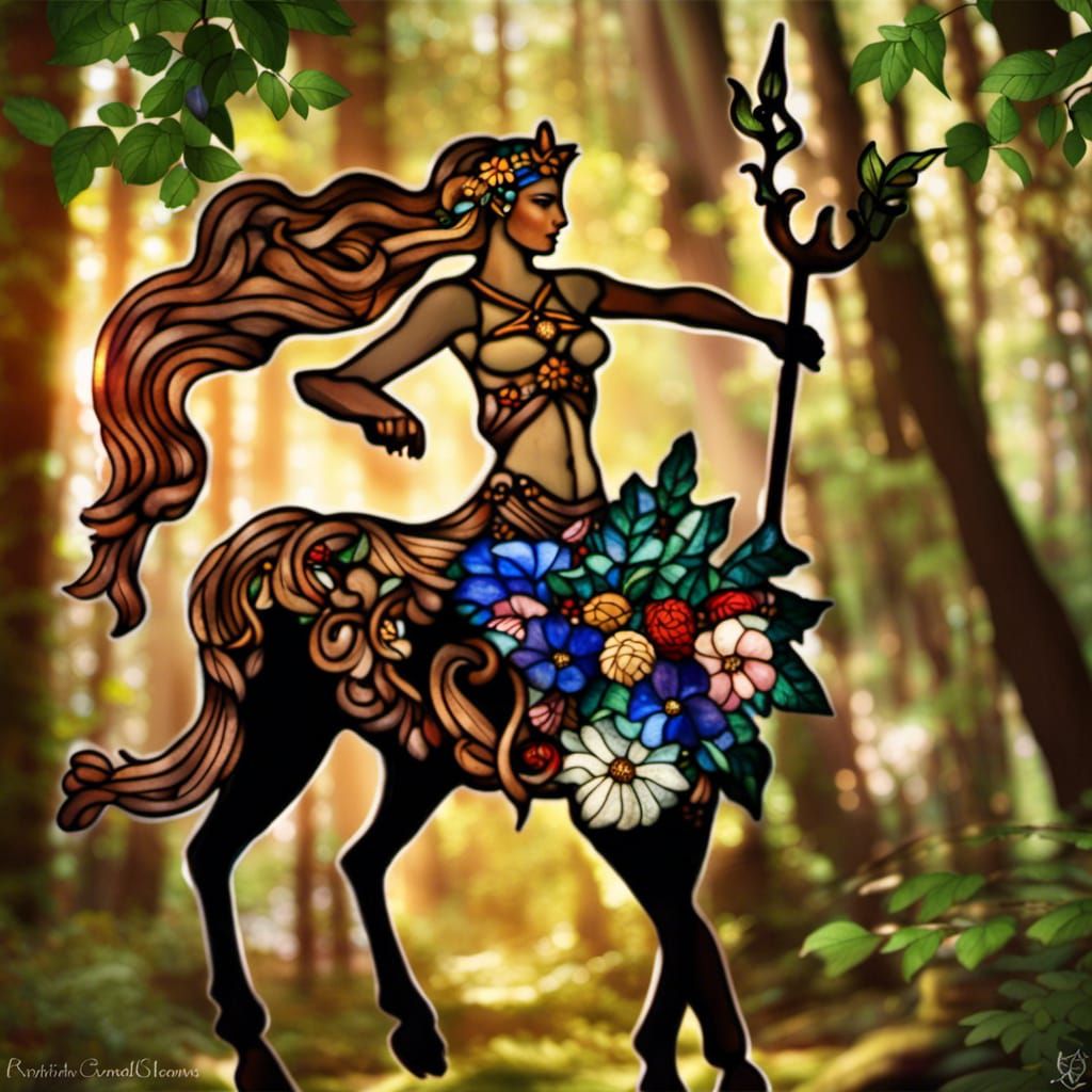 Stained Glass Centaur Leader in Forest Realm