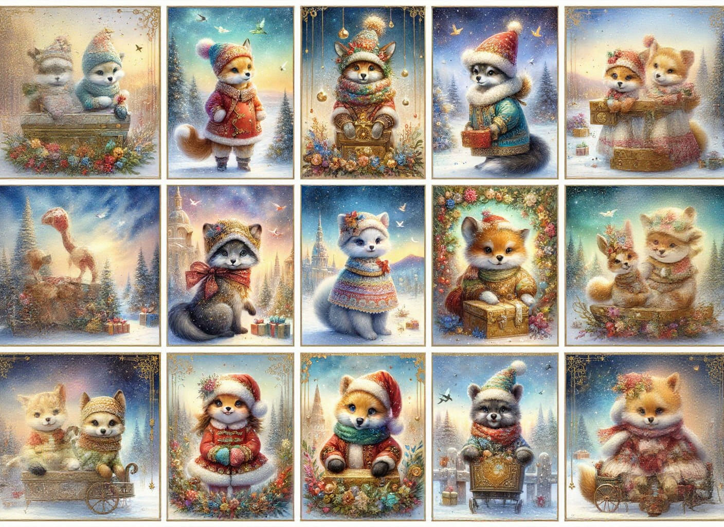 Charming Christmas Calling Cards with Adorable Animals