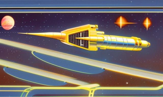 Vintage Space Station in Retro Sci-Fi Style