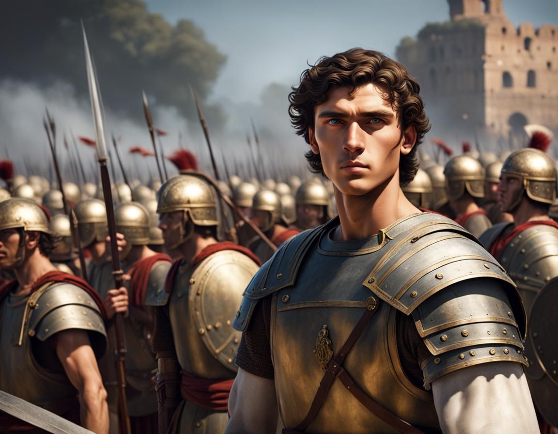 Young Roman General on Battlefield