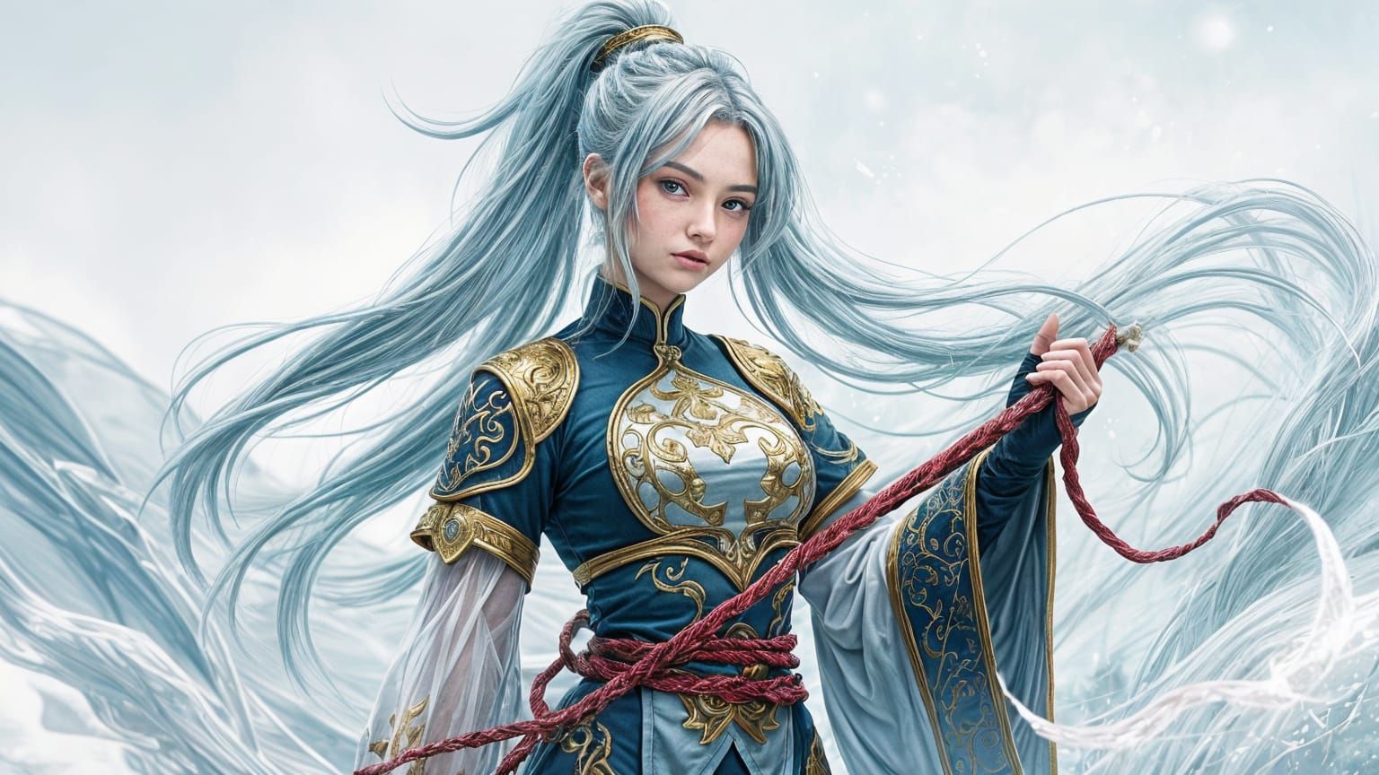 Ethereal Warrior Goddess in Elegant Armor