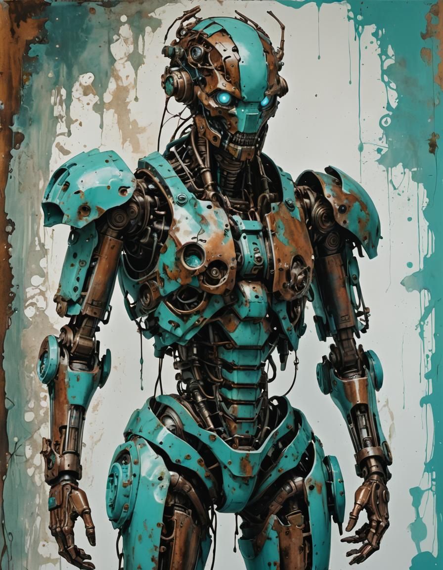 Turquoise Biomechanoid Body Inspired by Yoji Shinkawa