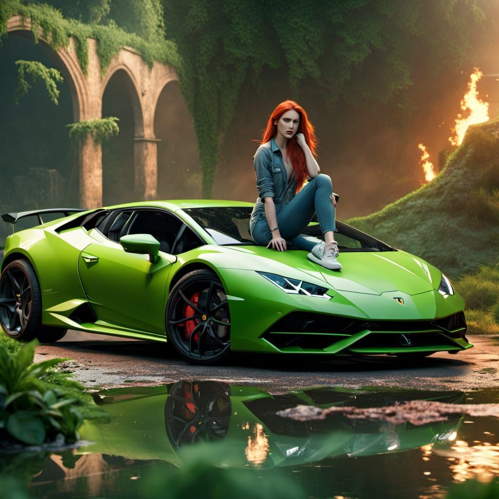 Redhead Goddess Unveils Lamborghini Huracan in Whimsical Fan...